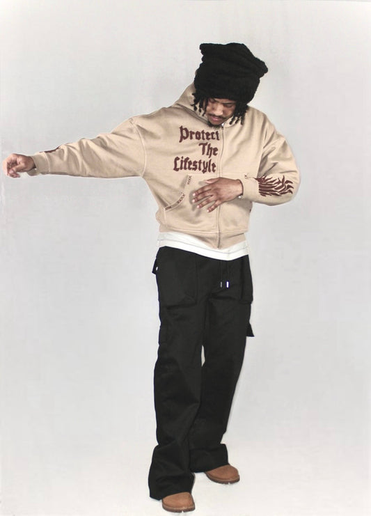 'FLYER" Boxy Zip-up Hoodie